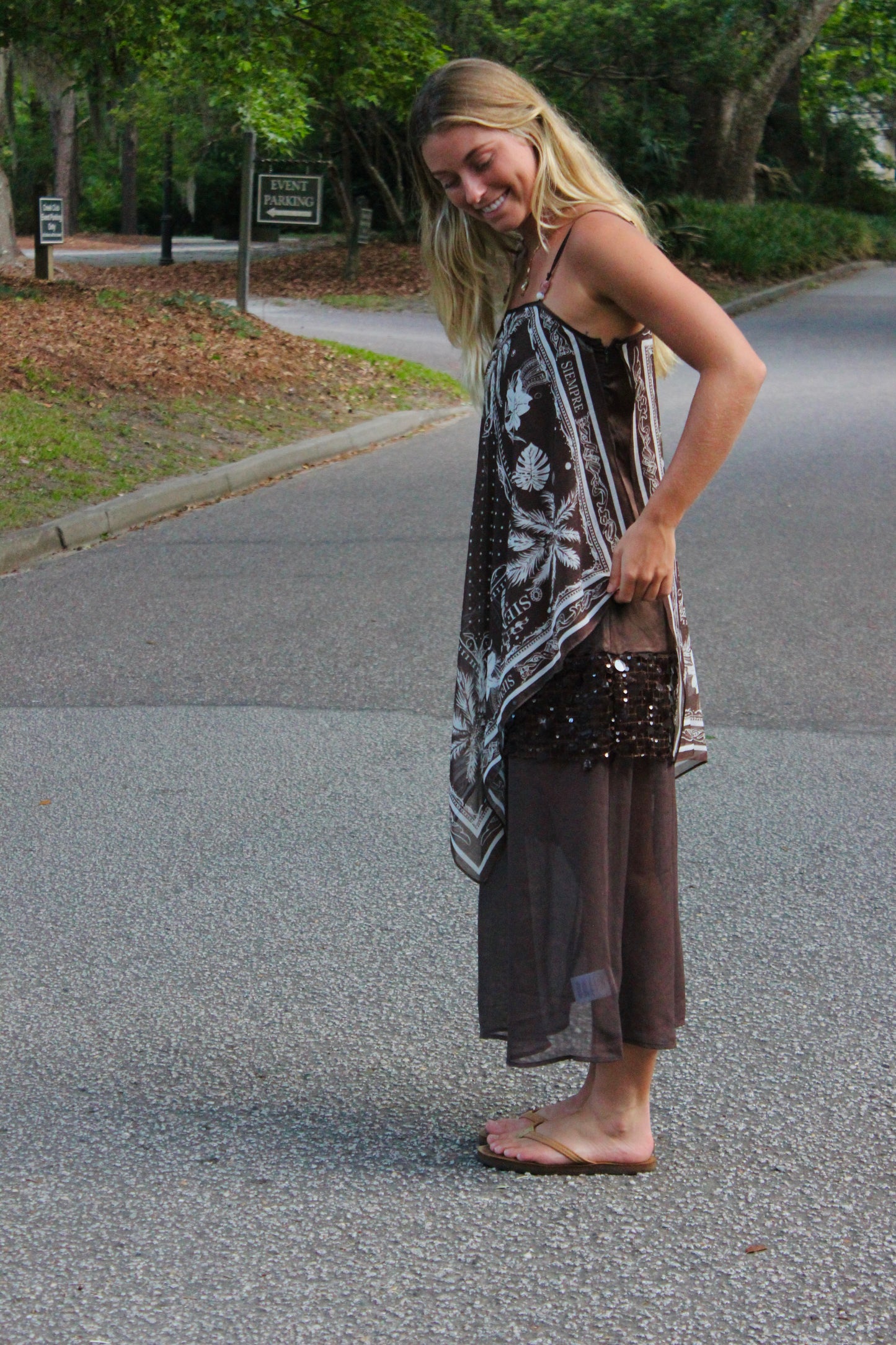 Siempre x Anthropologie | Sequin Trim Flowy Dress, XS