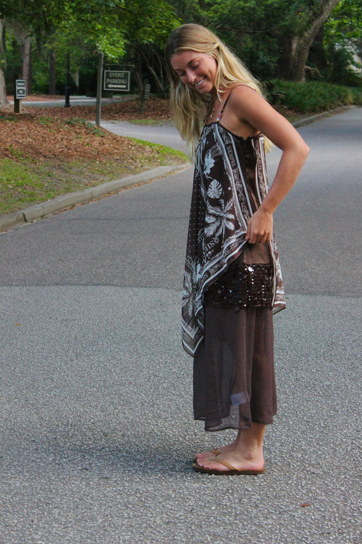 Siempre x Anthropologie | Sequin Trim Flowy Dress, XS