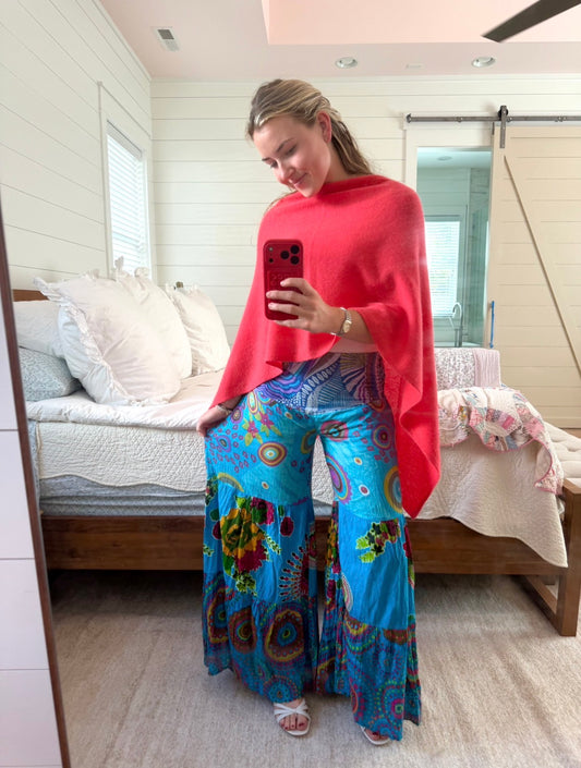 100% Cotton Smocked Waist Print Pants, S/M