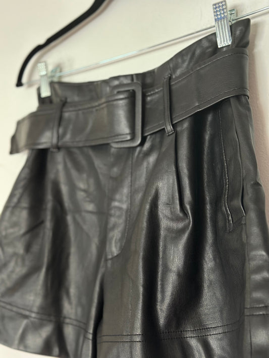 Zara | High Waisted Belted Faux Leather Shorts