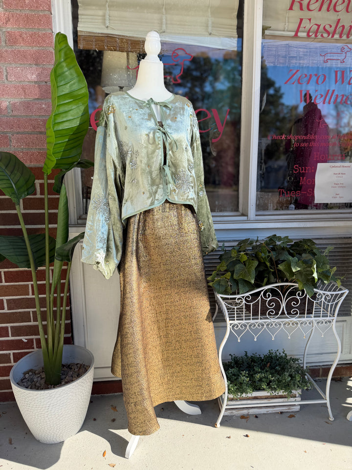 Tuckernuck | Gold Textured Jacquard Esme Dress, XXS