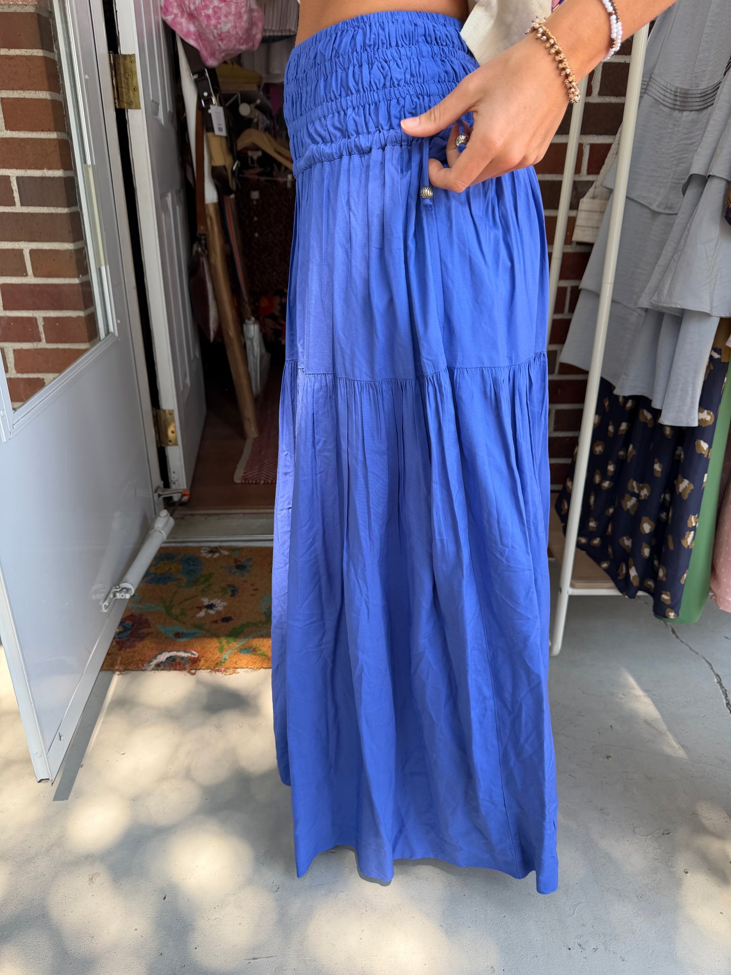 Elan | Smocked Waist Maxi Skirt, S