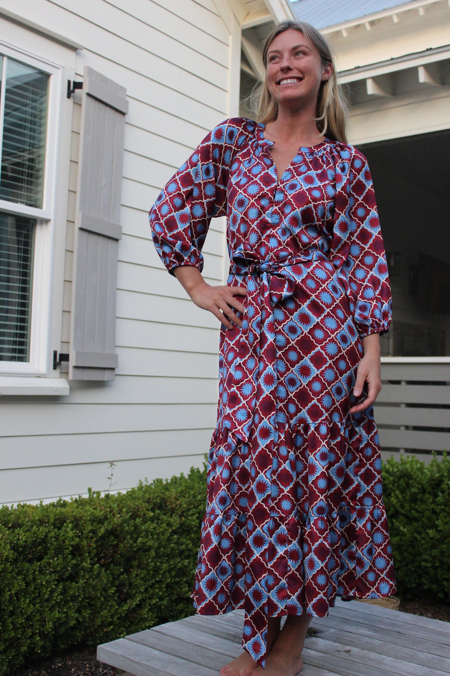 Abbey Glass | Sun Print Midi Dress, XXS