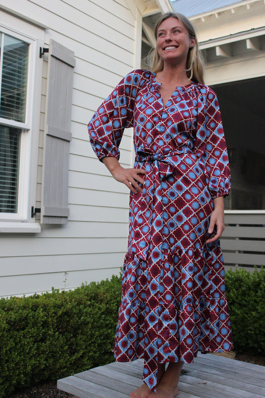 Abbey Glass | Sun Print Midi Dress, XXS
