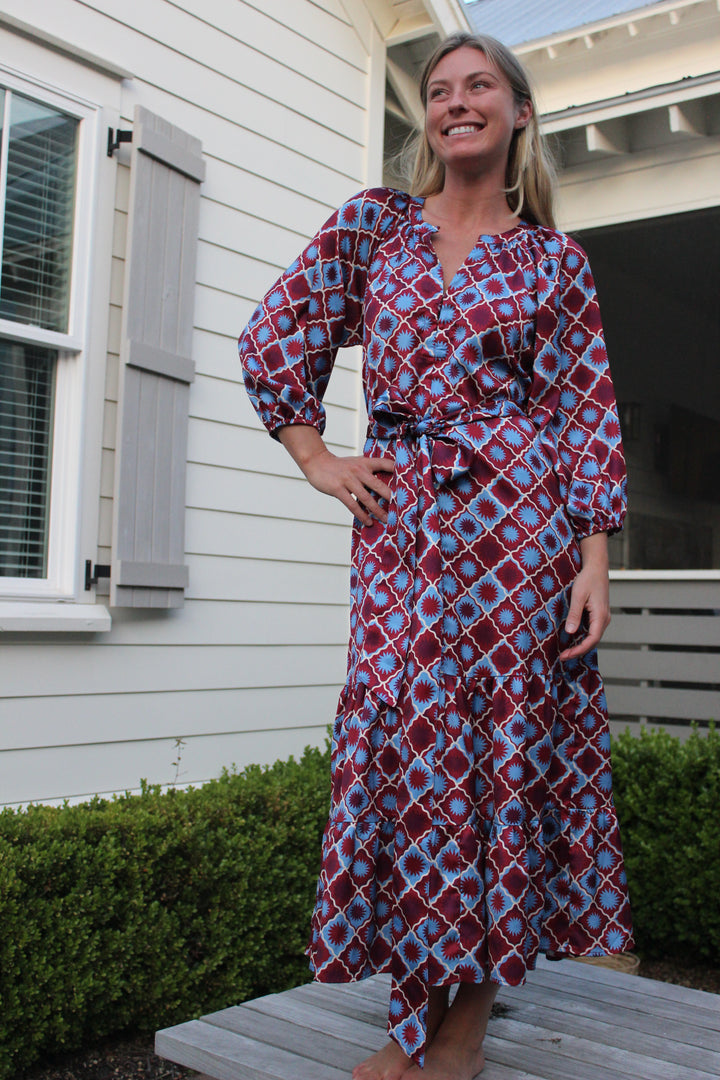 Abbey Glass | Sun Print Midi Dress, XXS