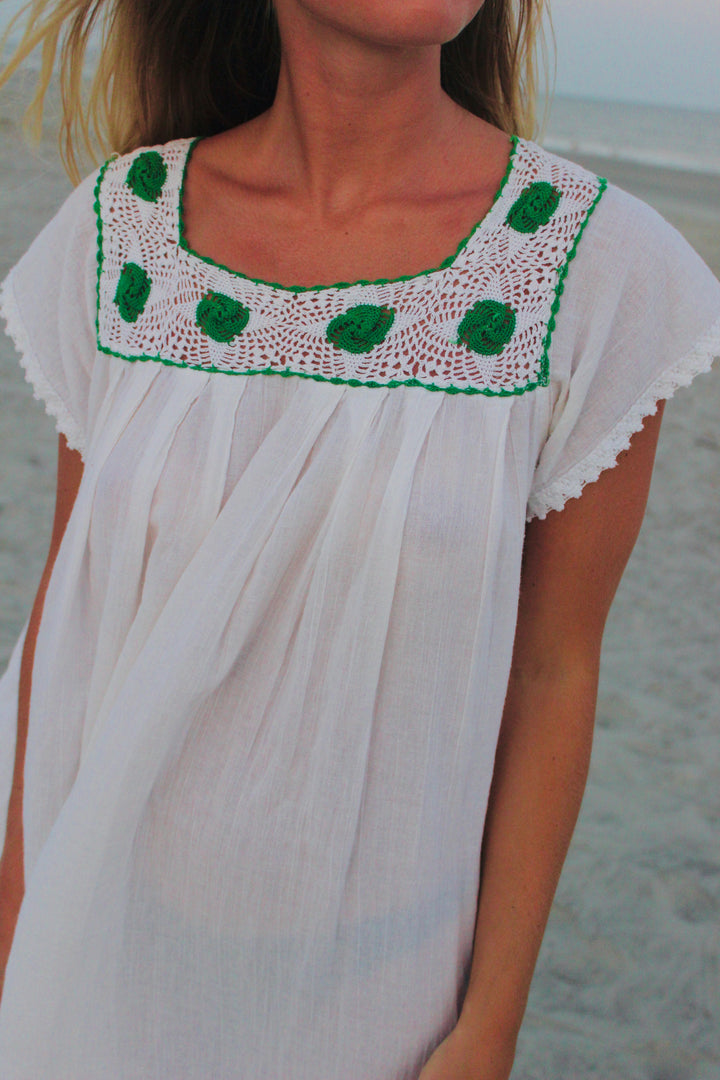 Crochet Neckline Midi Dress, S/M