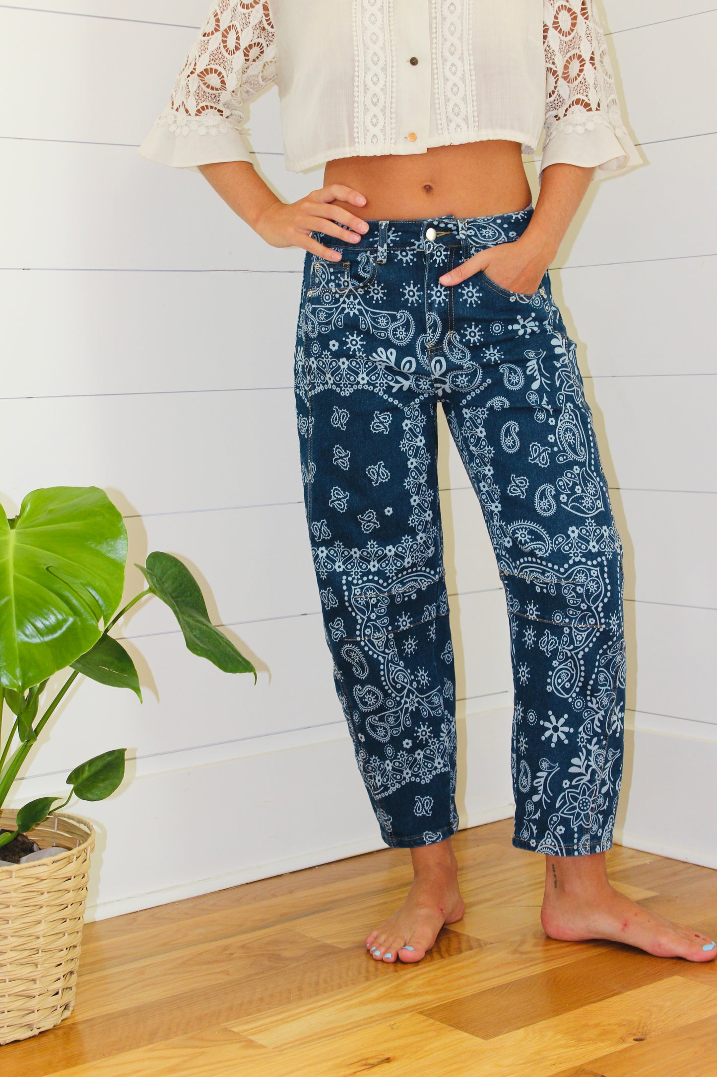 Paisley Barrel Jeans, XS