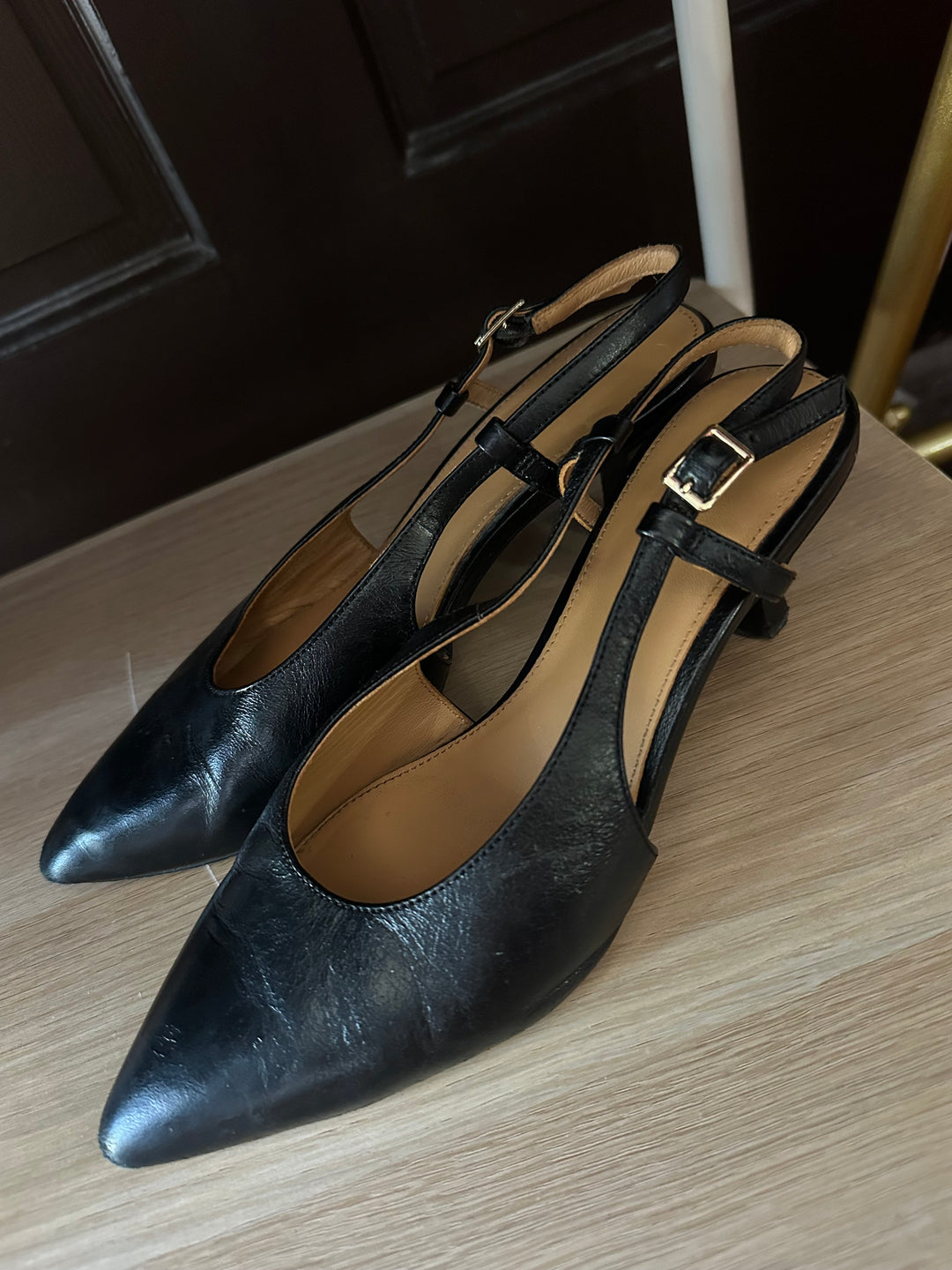 Madwell | Black Leather Kitten Heels