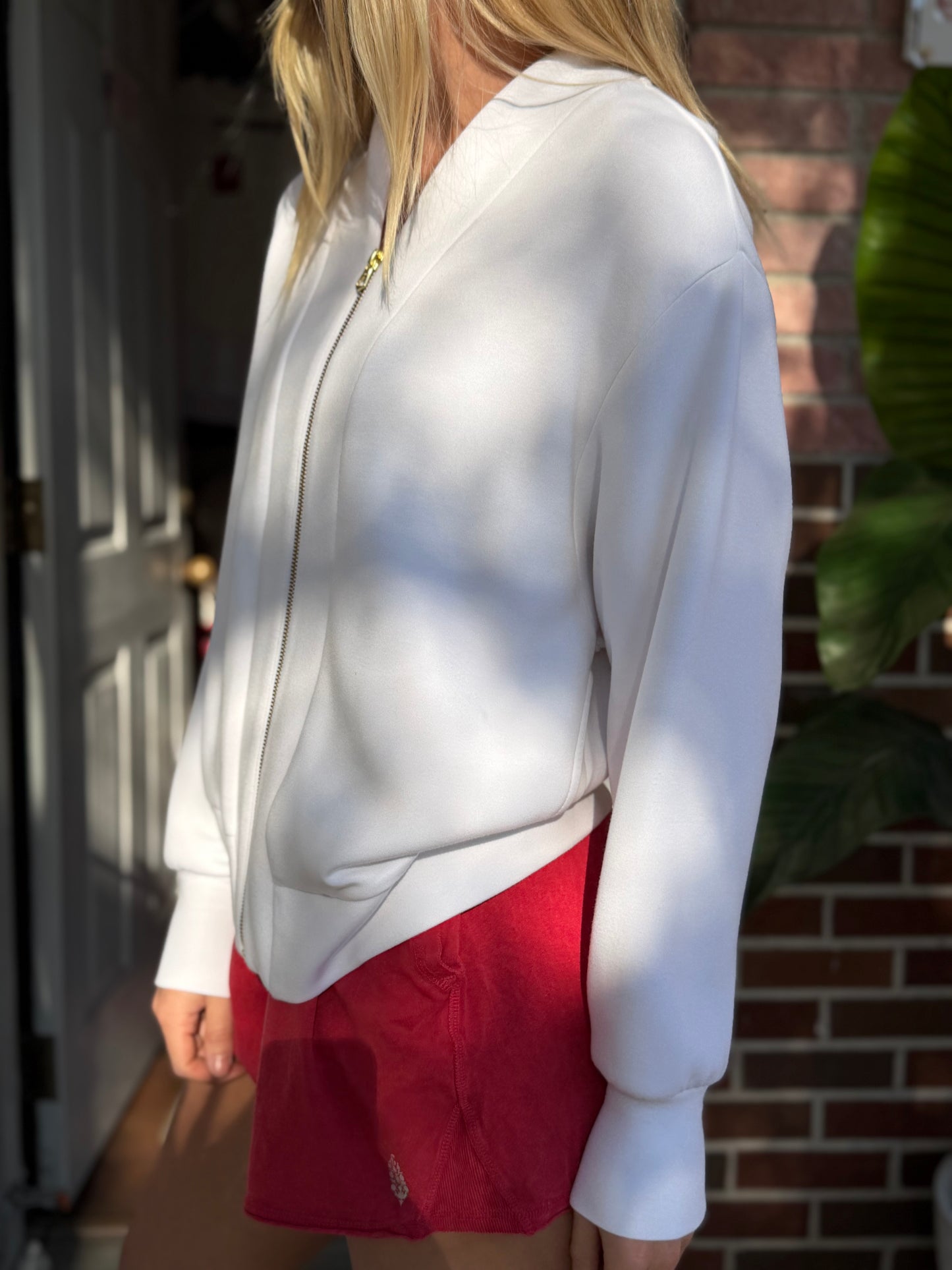 Varley | White DoubleSoft Zip Up, S