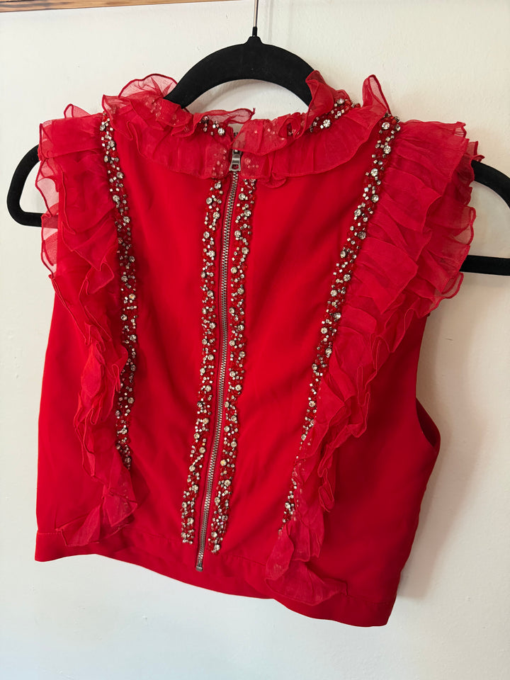 Alice + Olivia | Red Festive Sparkly Top, 4