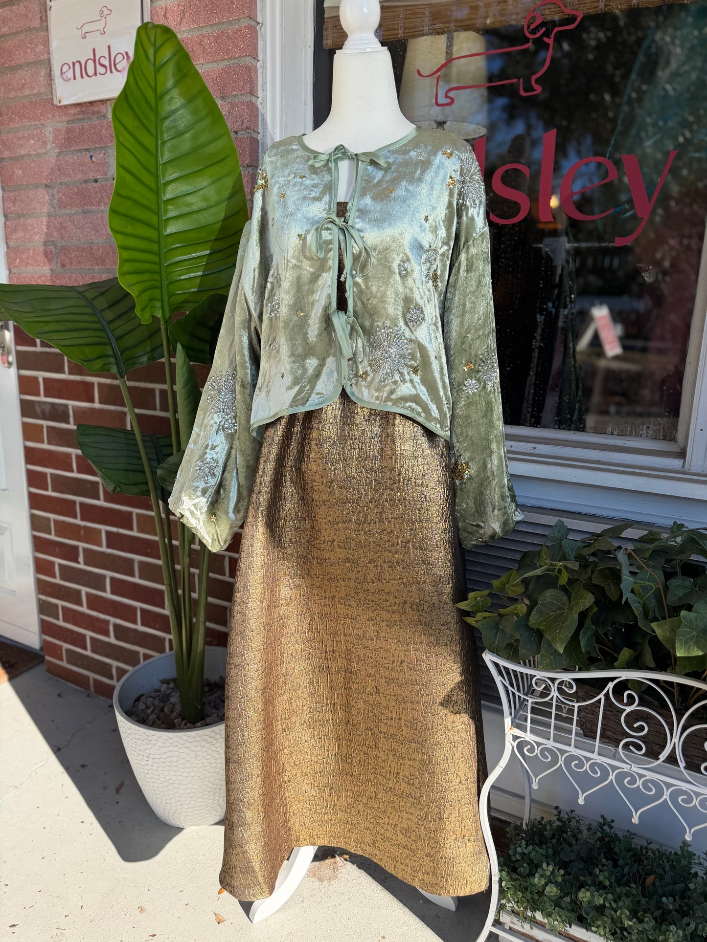 Tuckernuck | Gold Textured Jacquard Esme Dress, XS