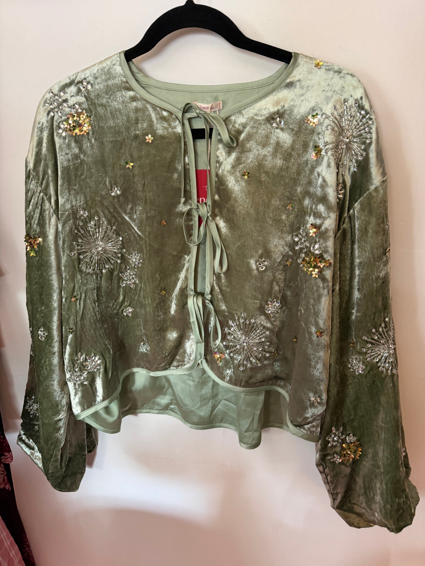 Lyrebird | Velvet Tie Up Top, XS