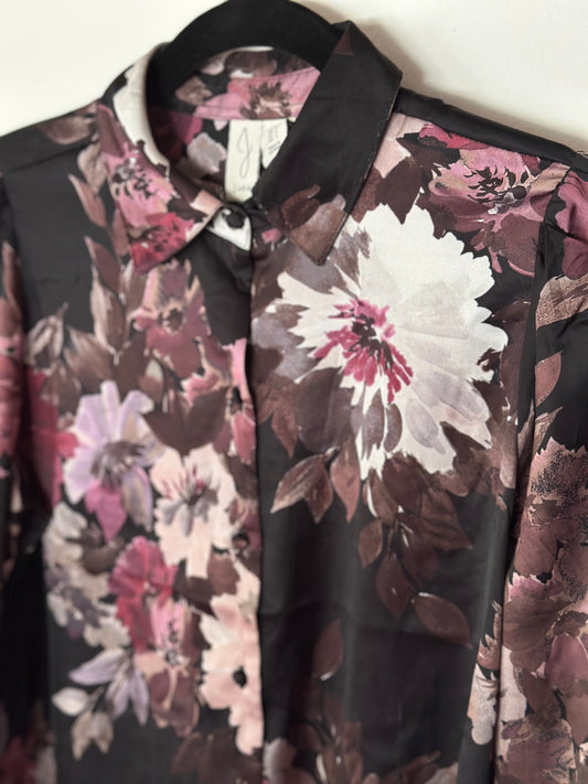 Joie | Dark Floral Satin Long Sleeve