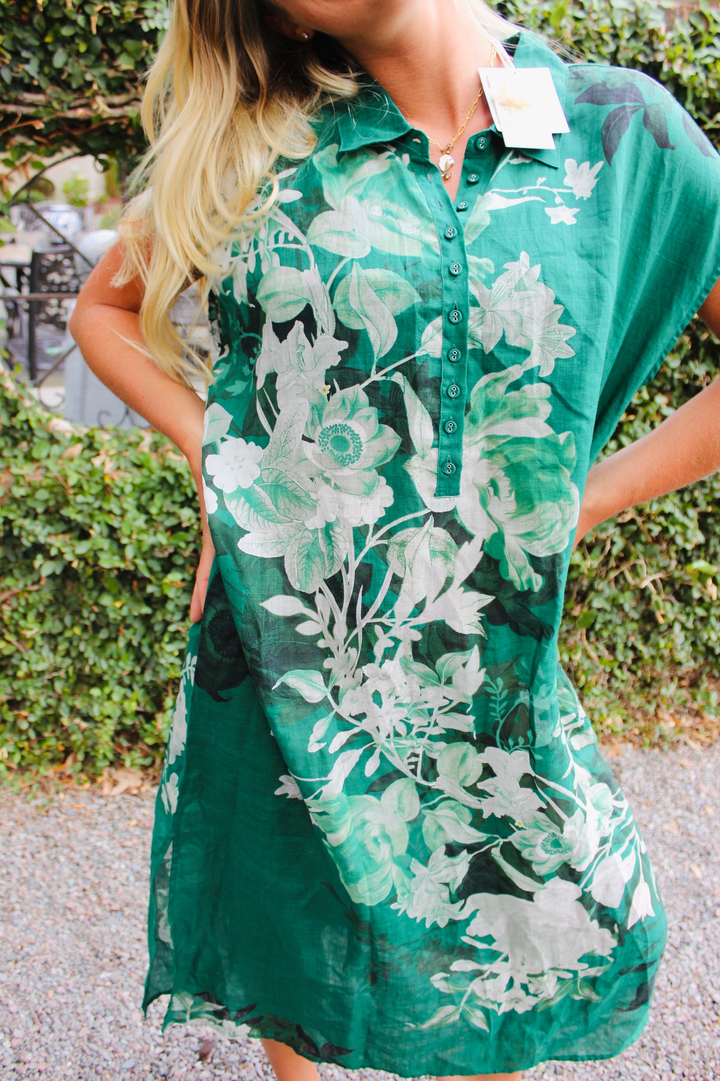 Johnny Was | Floral Linen Midi Dress, M