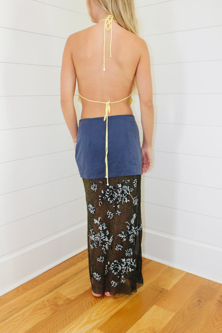 Chan Luu | La Isla Embellished Taffeta Triangle Halter Top, OS
