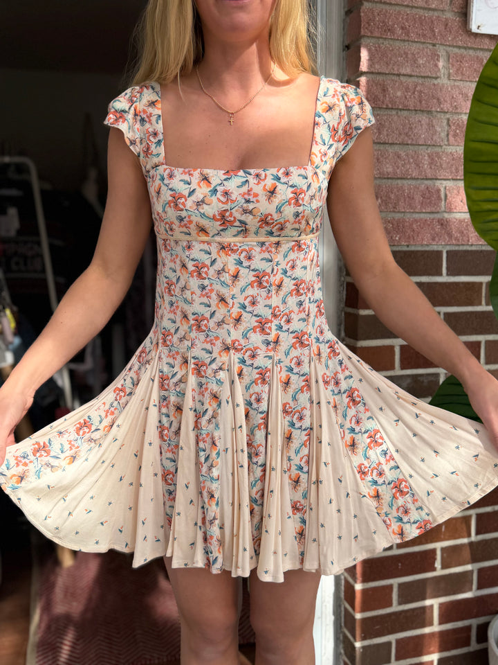 Free People | Floral Mini Cap Sleeve Dress, XS