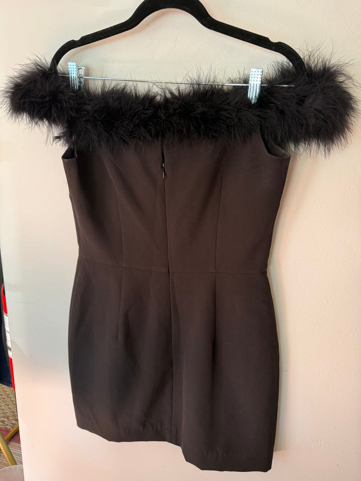 Giani Bini | Off Shoulder Mini Dress Feather Trim, 4