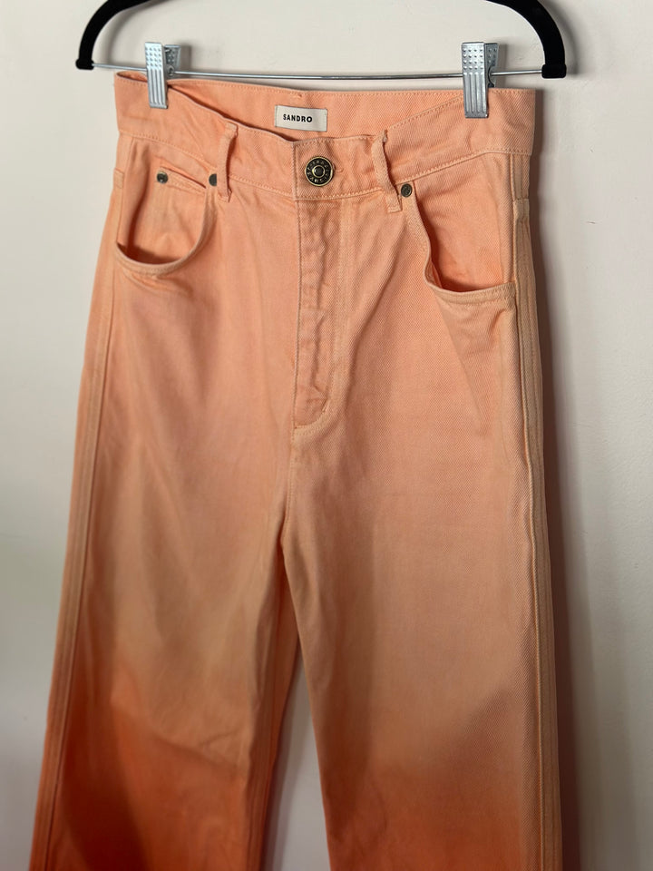 Sandro | Rodrigue Dip Dyed High Rise Straight Leg Jeans In Orange