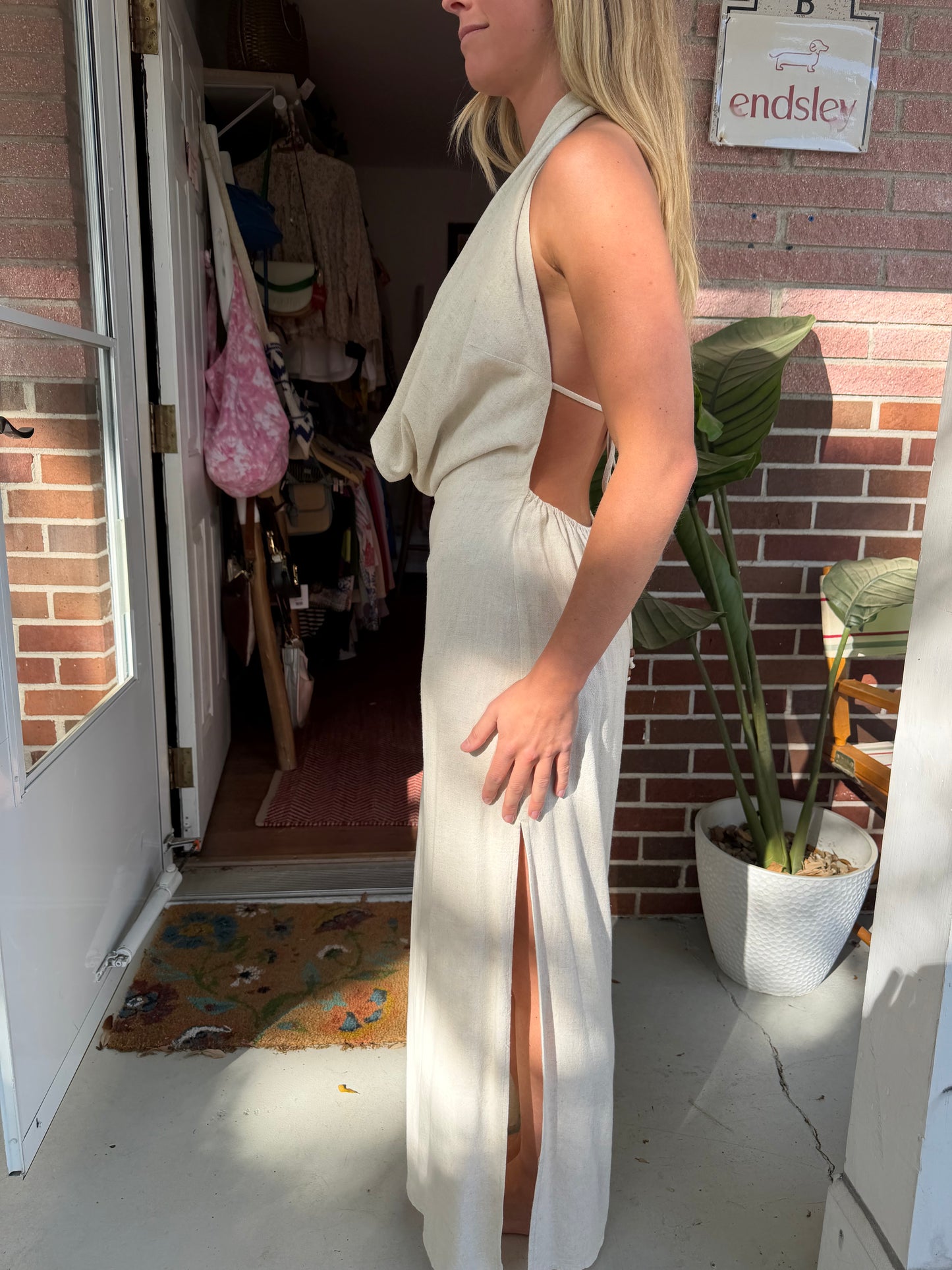 Bobbles & Lace | Open Back Maxi Dress, M