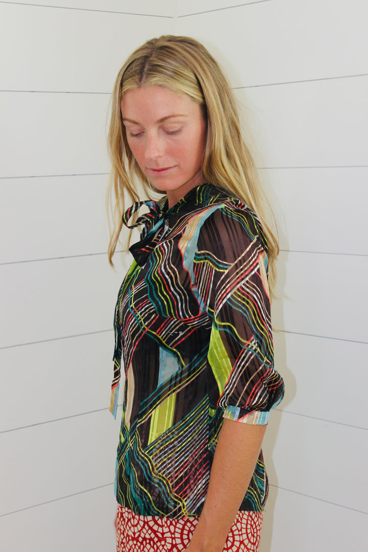 Sheer Striped Button Down