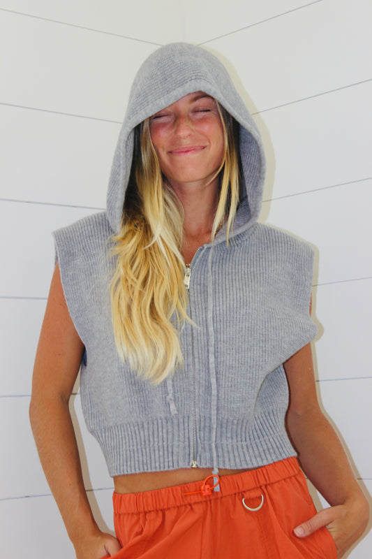 By Together | Knit Sleeveless Hoodie, L