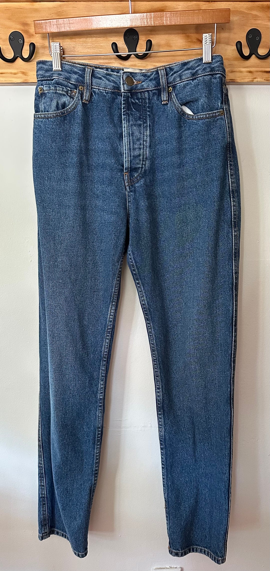 Sezane | "Brut Sexy" Medium/Dark Wash Tapered Jeans, 28