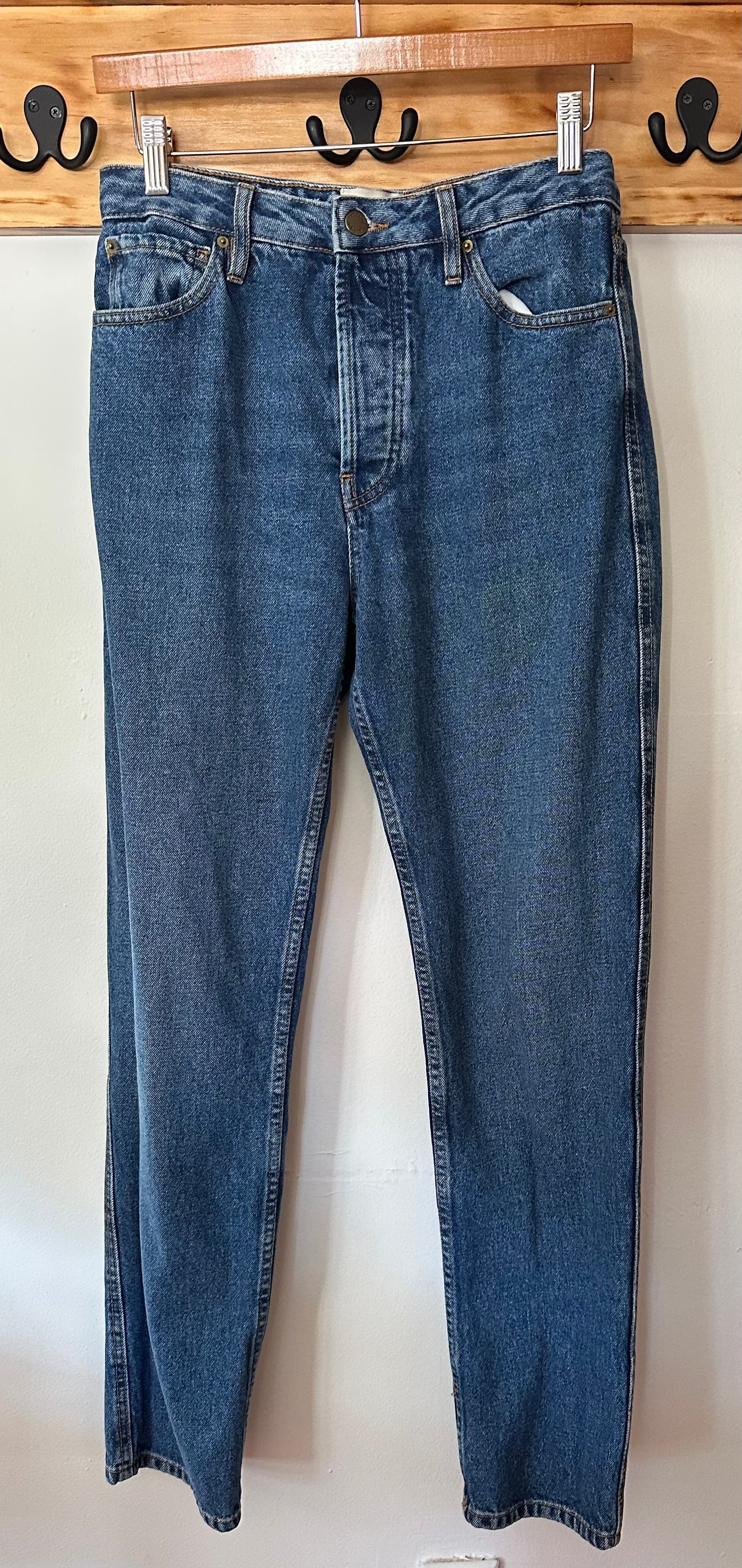 Sezane | "Brut Sexy" Medium/Dark Wash Tapered Jeans, 28