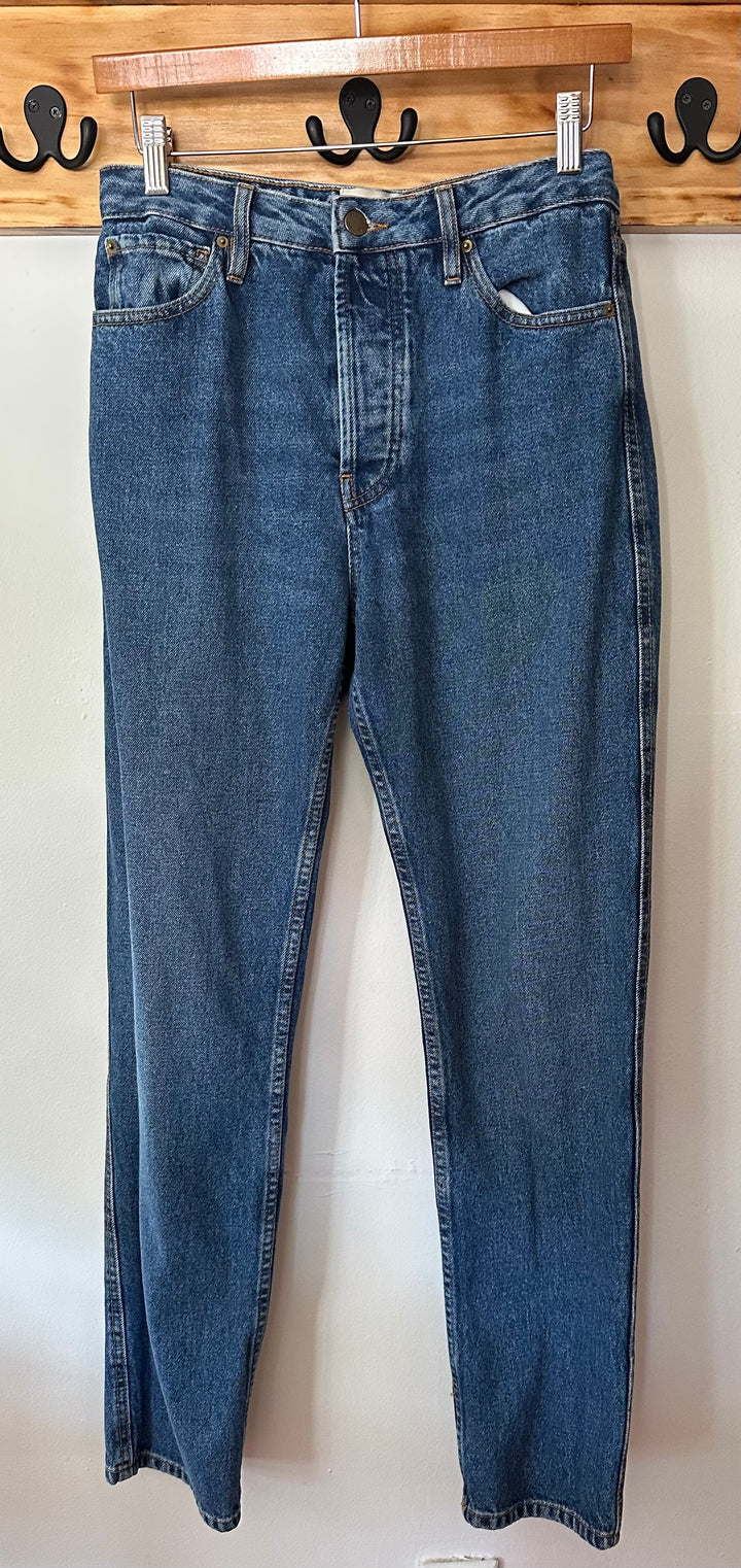 Sezane | "Brut Sexy" Medium/Dark Wash Tapered Jeans, 28