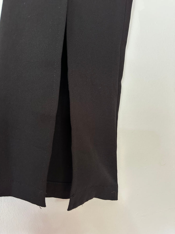 LuLus | Minding My Business Black High-Rise Split Hem Trouser Pants