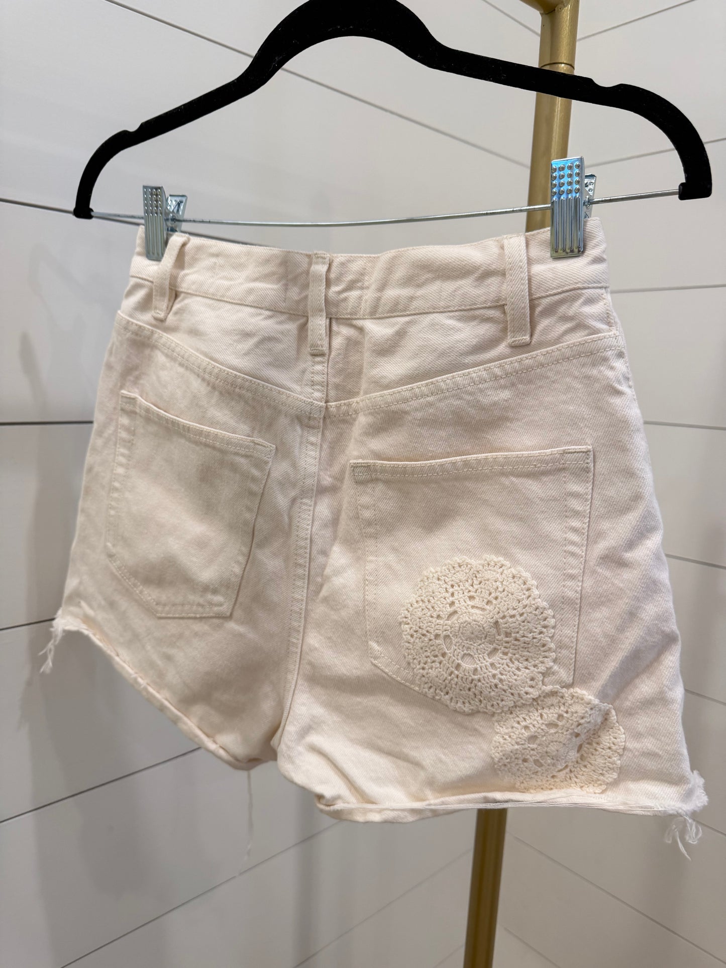 Frame  | Embroidered Denim Shorts, 24