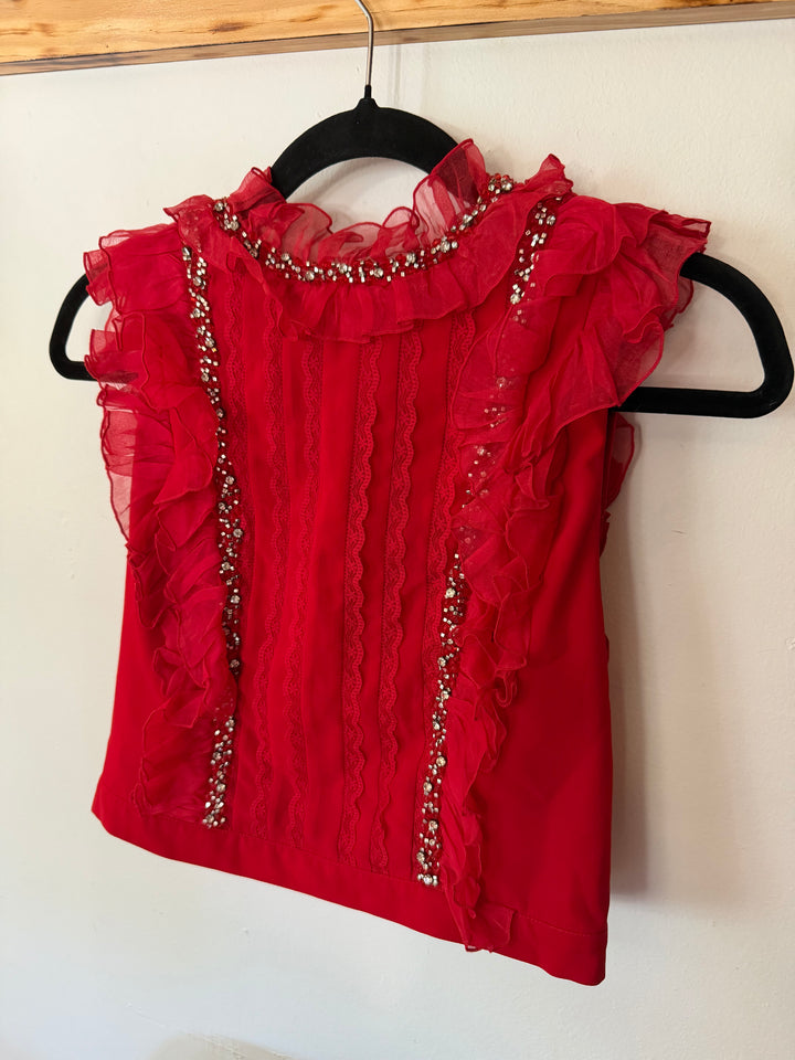 Alice + Olivia | Red Festive Sparkly Top, 4