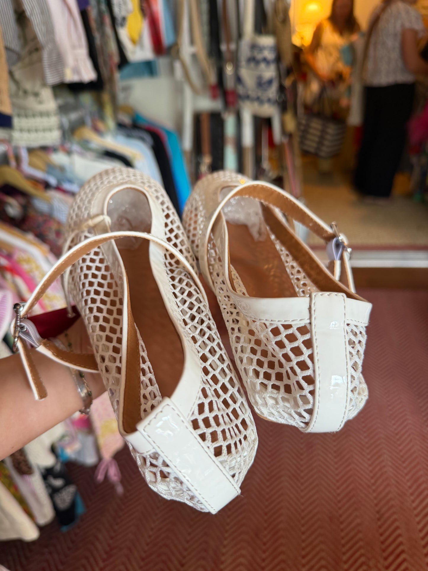 White  Crochet Flats, 9