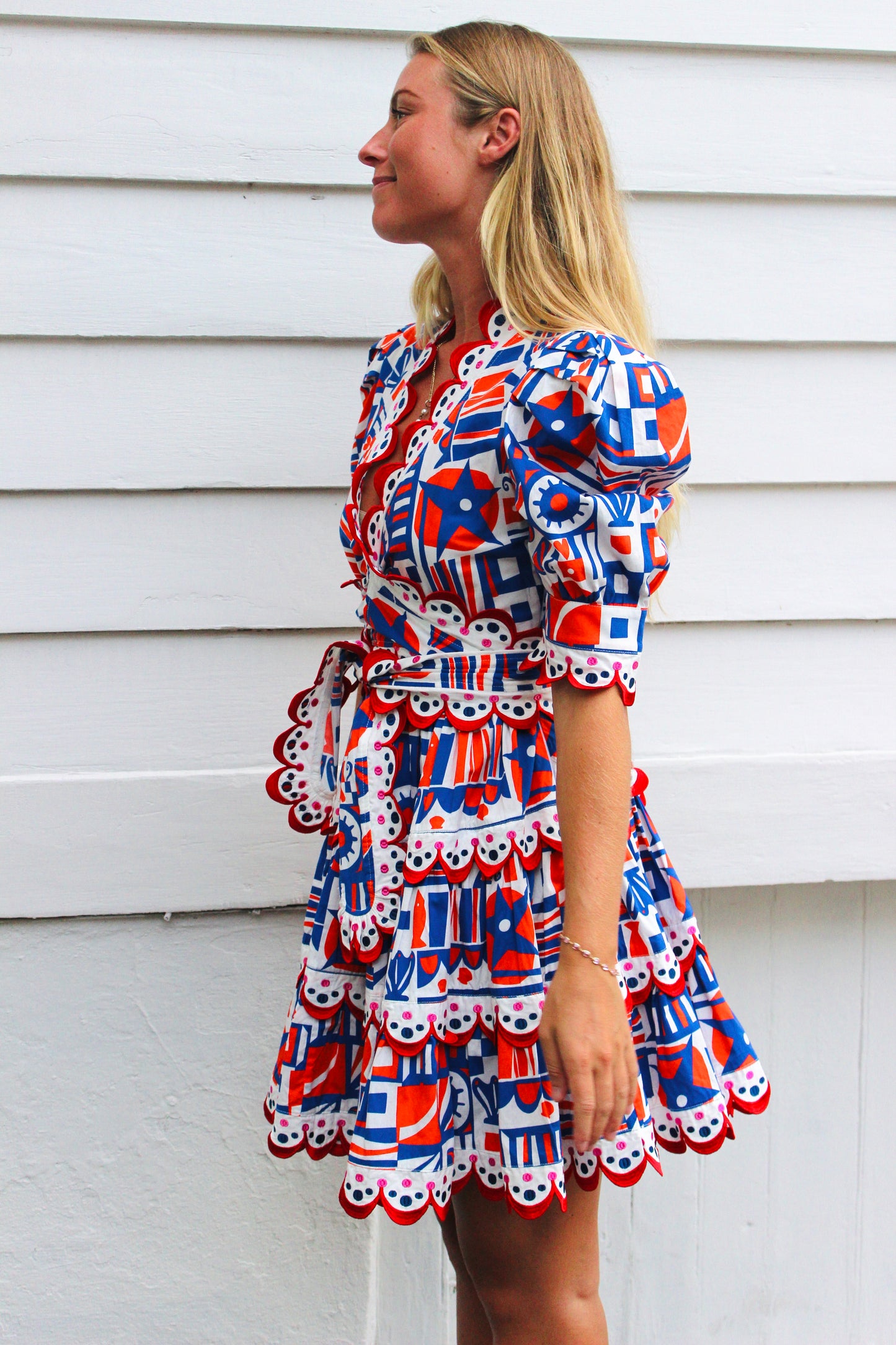 Celia B  | Scalloped Puff Sleeve Dres, S