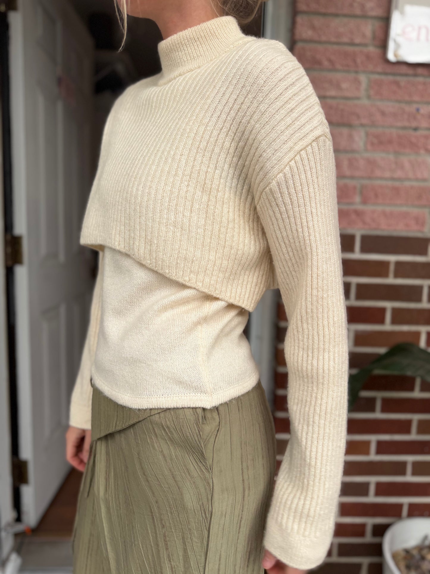 Mango | Longsleeve Ribbed Layered Sweater, M