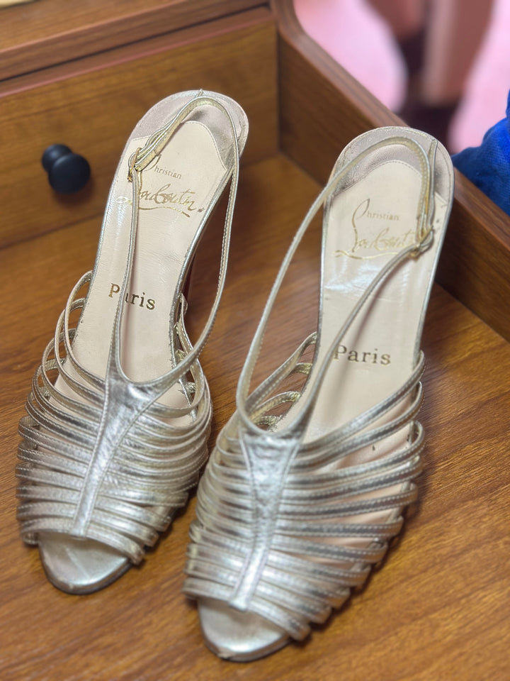 Chrisitan Louboutin | Strappy Light Gold Heels
