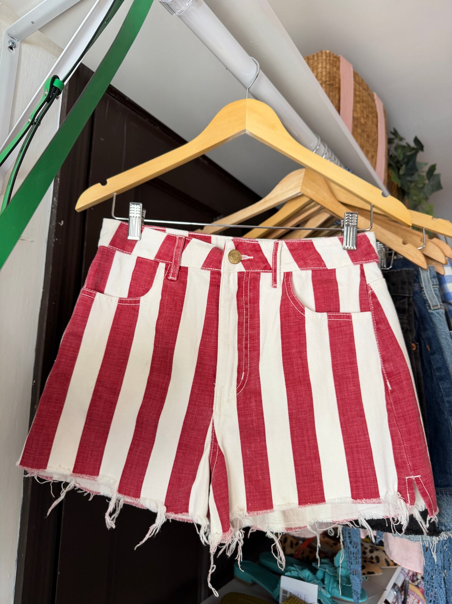 Showmeyourmumu | Striped Denim Shorts, 26