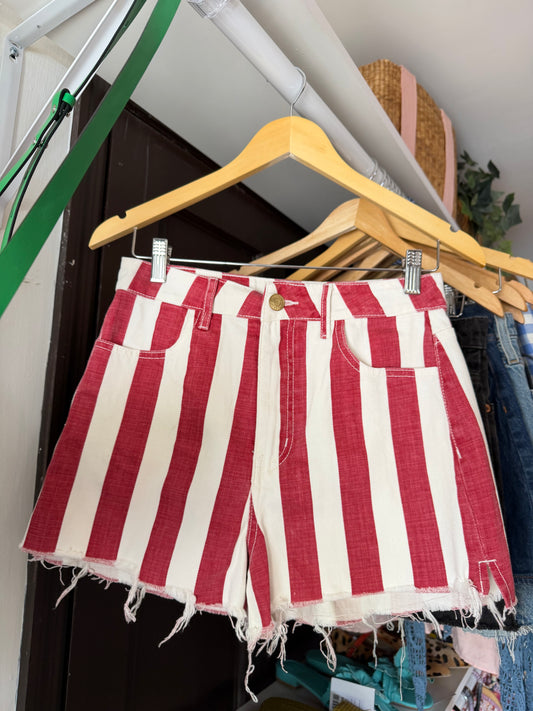 Showmeyourmumu | Striped Denim Shorts, 26