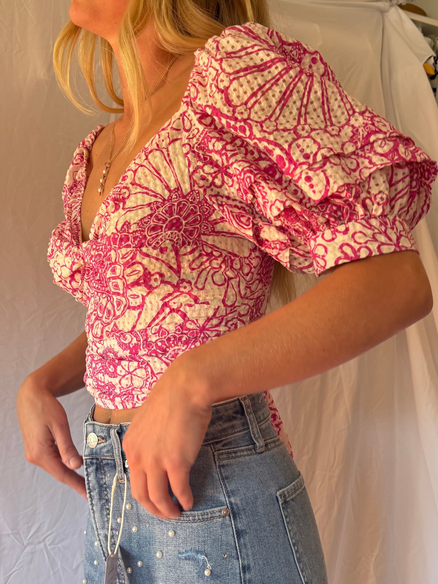 Maeve | Floral Cropped Tie Top, S/P
