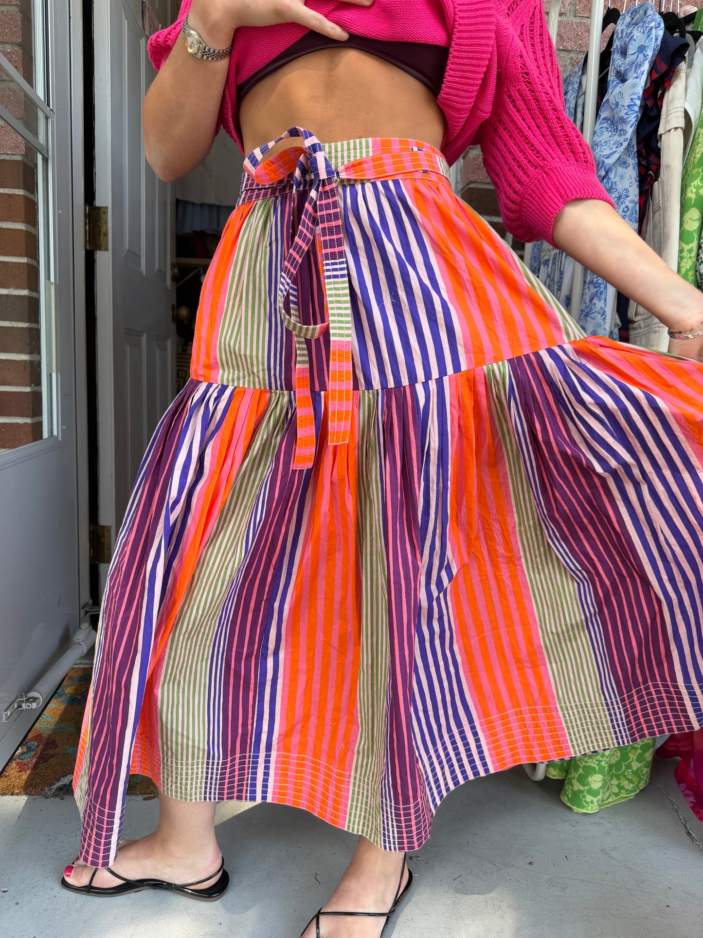 Oliphant | Striped Midi Skirt, XS