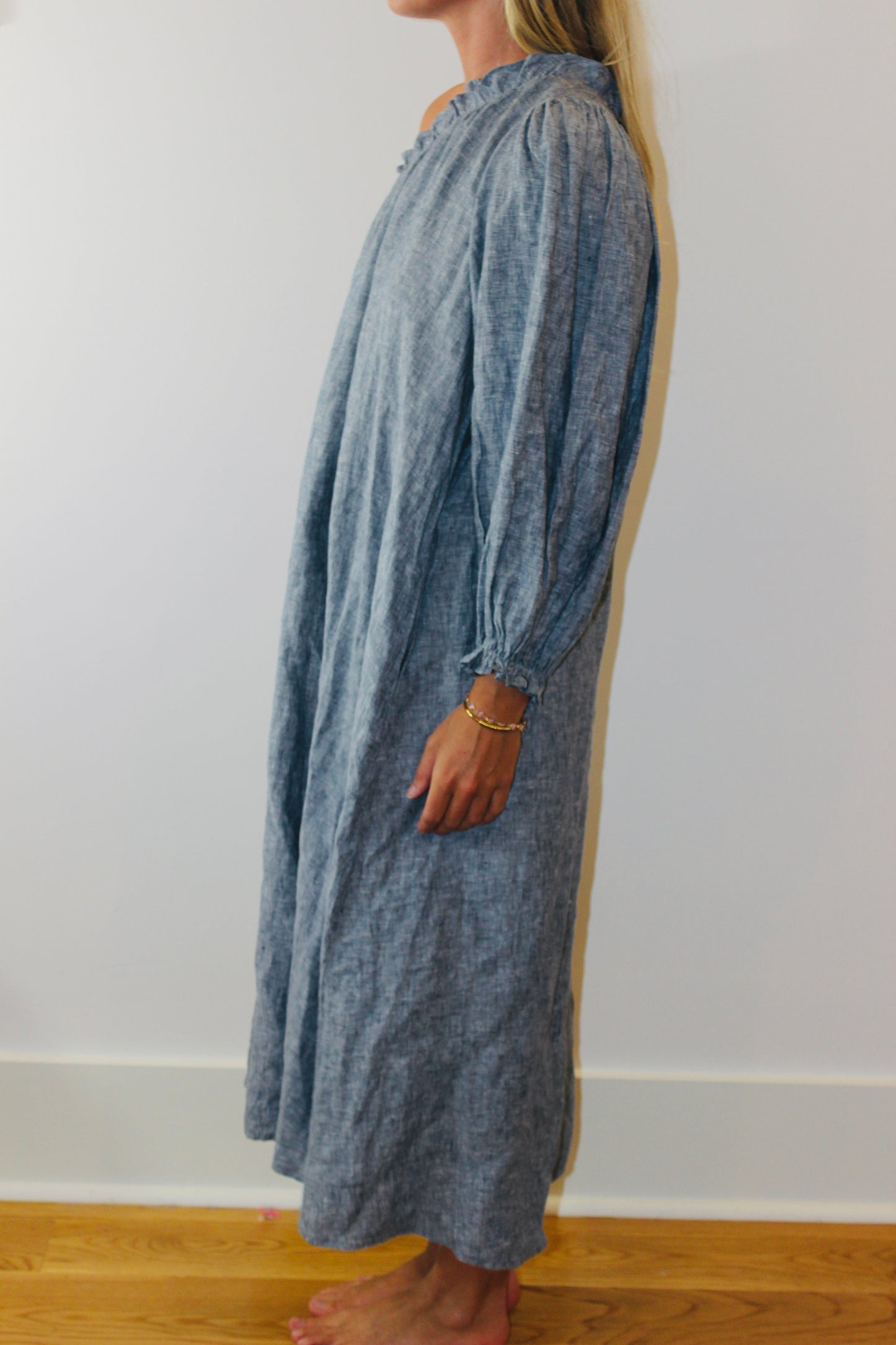 LAKE | One Shoulder Linen Milly Midi Dress, S