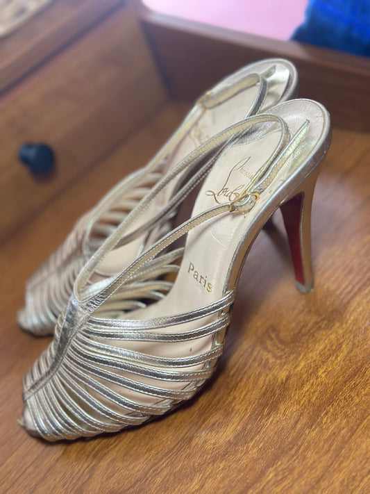 Chrisitan Louboutin | Strappy Light Gold Heels