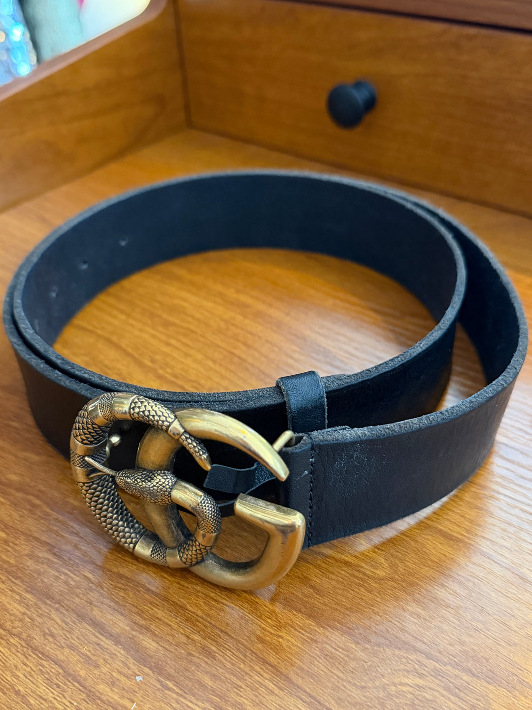 Gucci | Snake Double G Logo Leather Belt, M/L