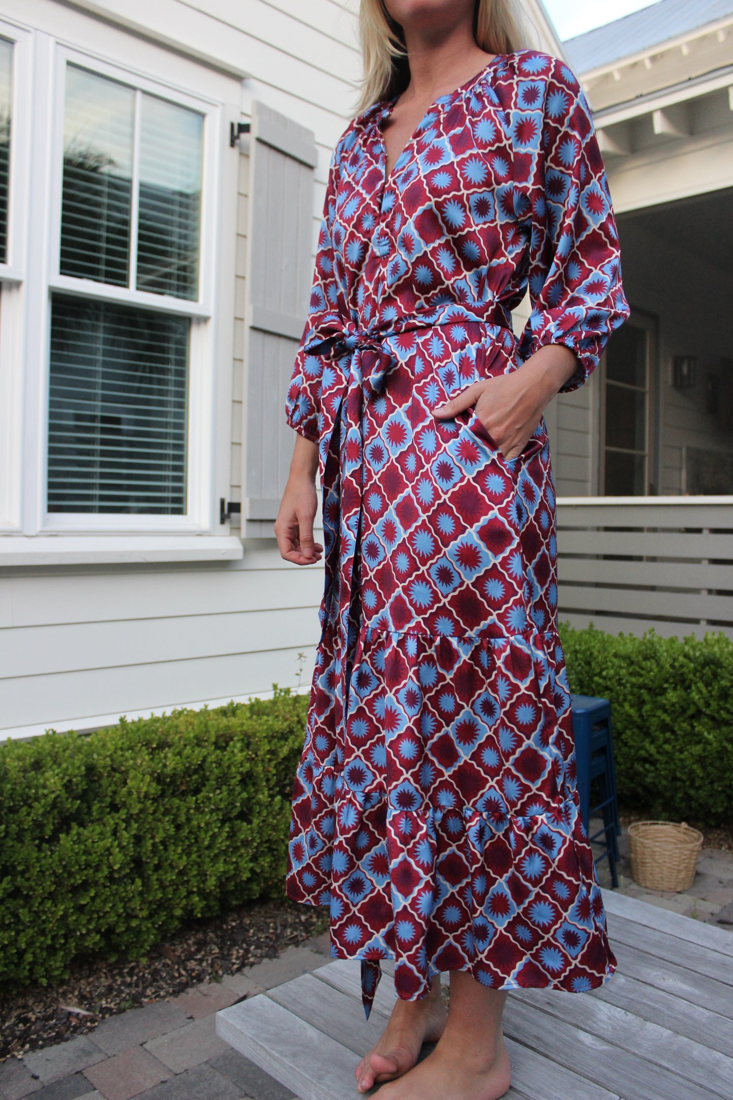 Abbey Glass | Sun Print Midi Dress, XXS