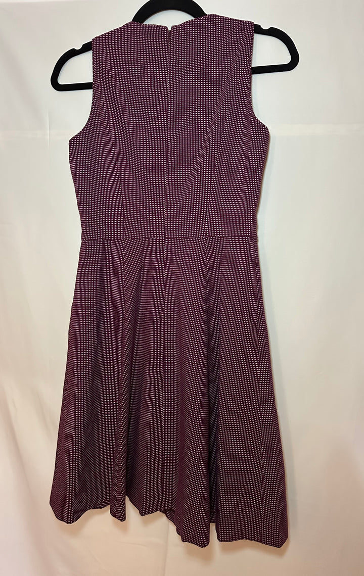 Gal Meets Glam Sleeveless Plum Polka Dot Dress, 0