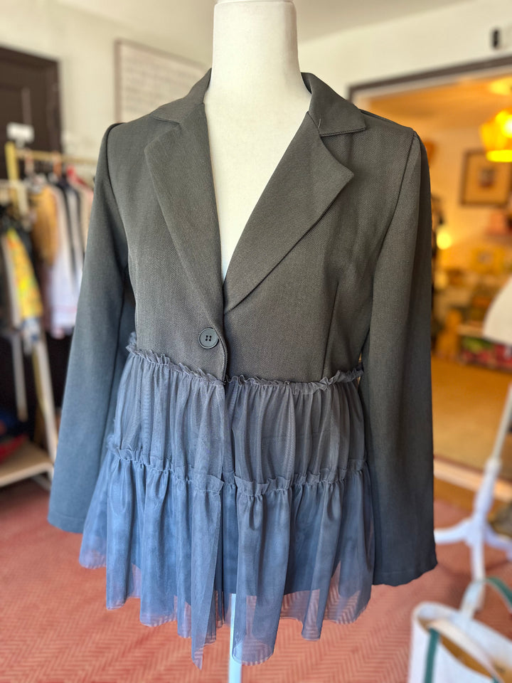 Gray Tulle Blazer, XS/S