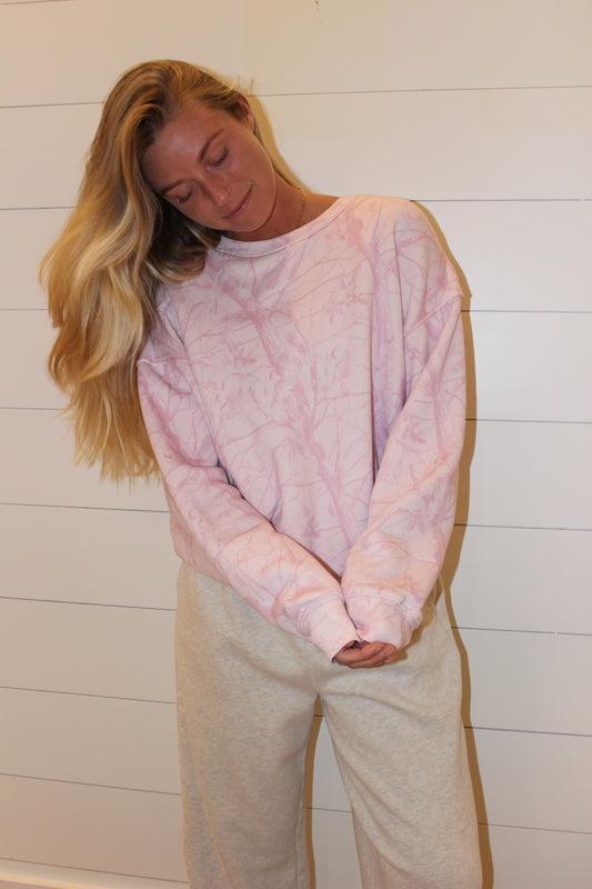 Dairy Boy | Bubblegum Camo Oversized Crewneck, M