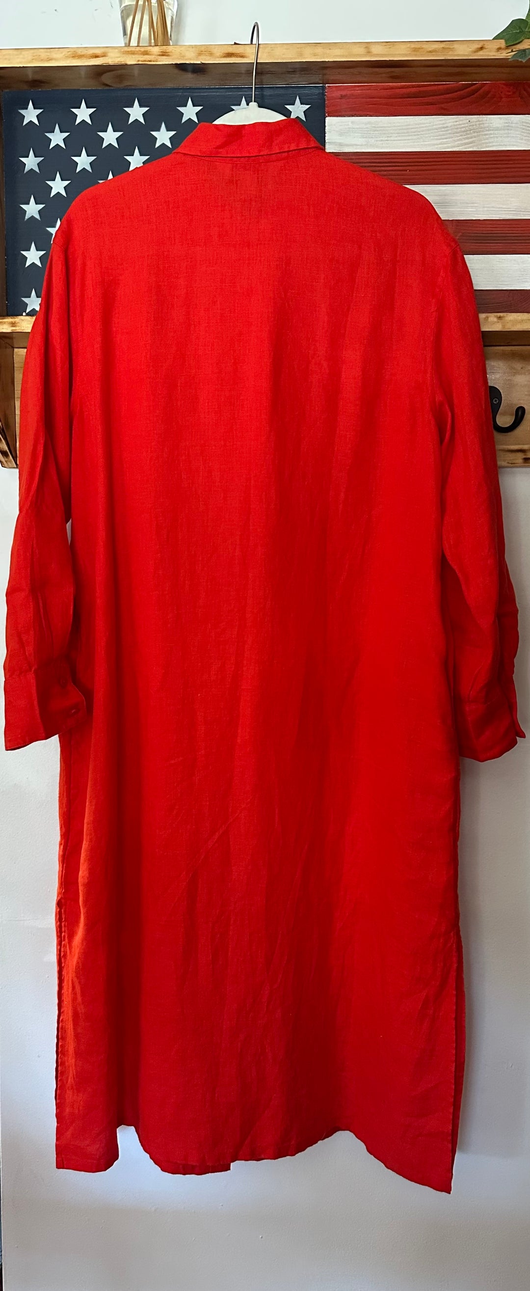 The Drop | 100% Linen Maxi Long Sleeve Dress, M