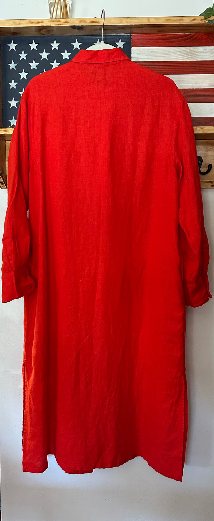 The Drop | 100% Linen Maxi Long Sleeve Dress, M