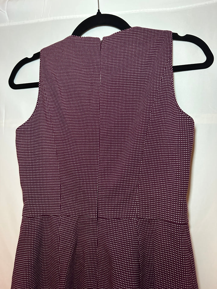 Gal Meets Glam Sleeveless Plum Polka Dot Dress, 0