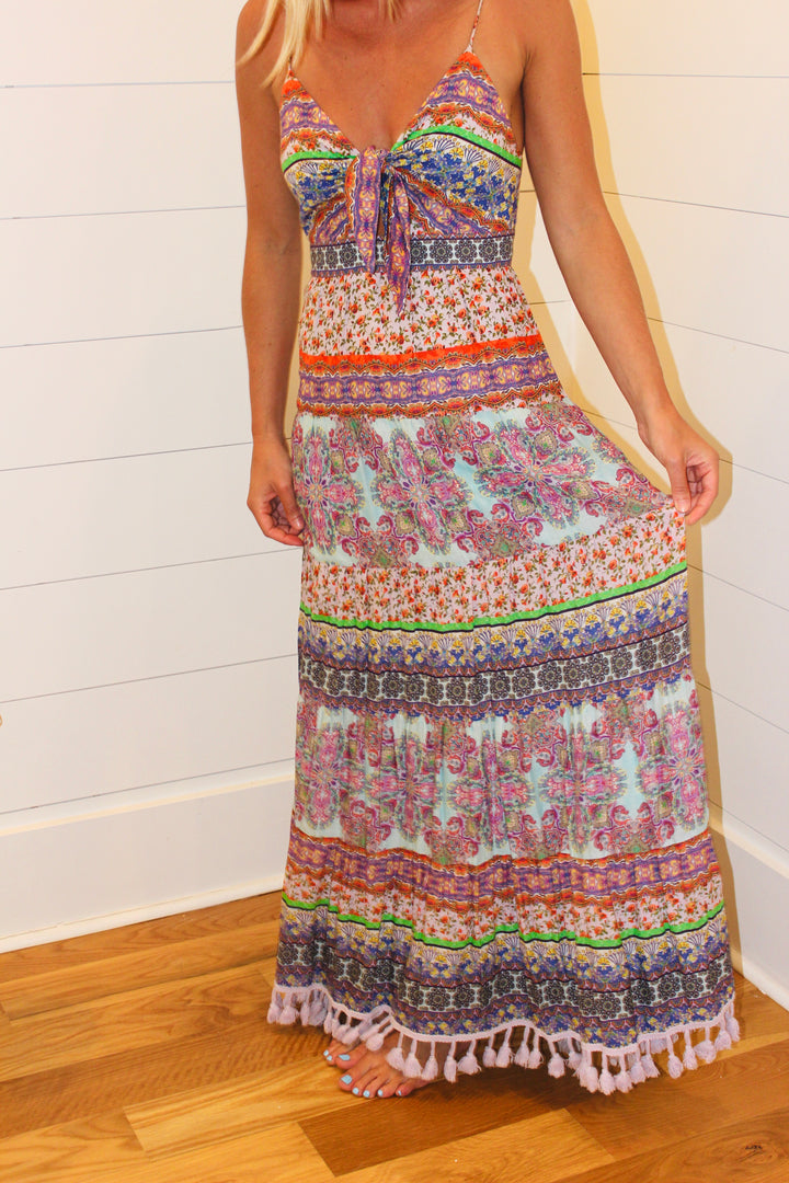 Alice + Olivia | Tassel Trim Maxi Dress, M